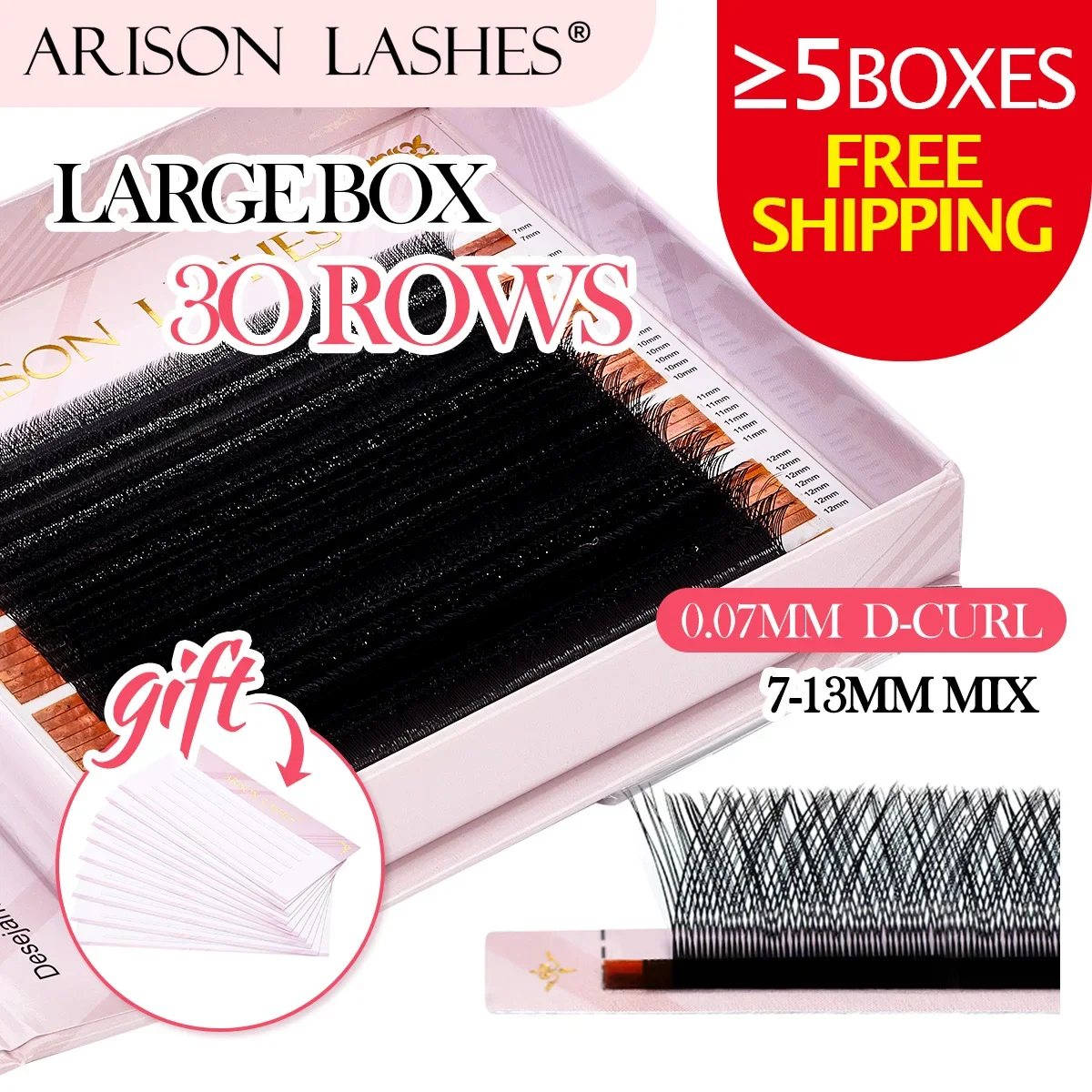 

ARISON 0.07 D 7-13mm Large Box YY Lashes Cilios yy Double Tip Y-shape Eyelashes Extension Soft Invividual Volume Eyelash