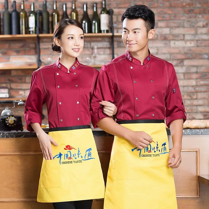 C736 Chefs โรงแรม Uniform Professional Head Cook เสื้อผ้าสีดำเชฟอาหารบริการแขนร้านอาหาร Uniform Chef Coat