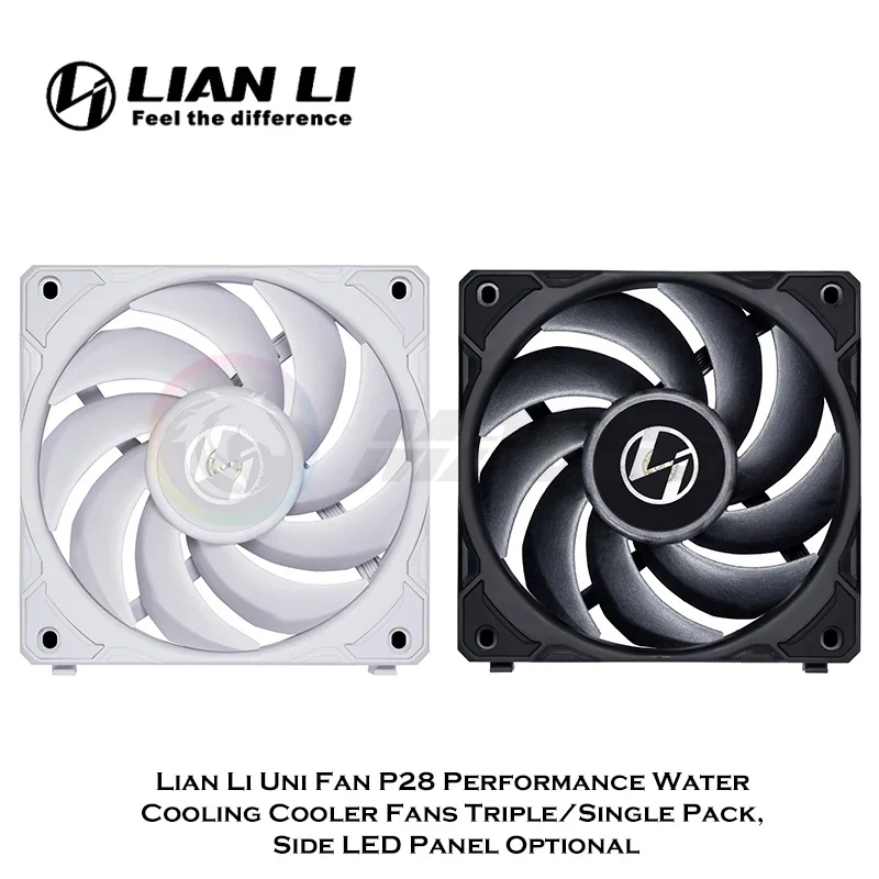 Lian Li Uni Fan P28 Performance Water Cooling Cooler Fans Triple/Single Pack, Side LED Panel Optional