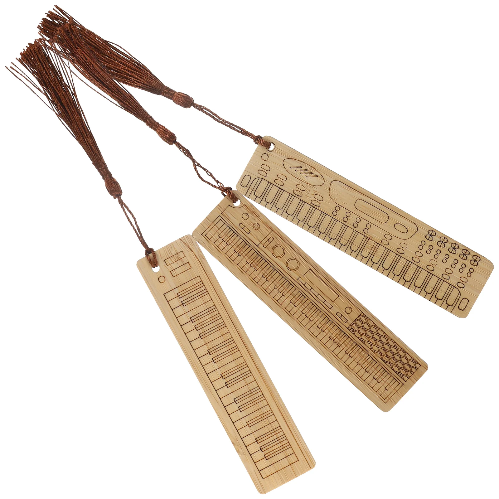 3 Pcs Bamboo Musical Instrument Bookmark Delicate Bookmarks Gifts for Women Fine Decorative Reading Wooden Markers