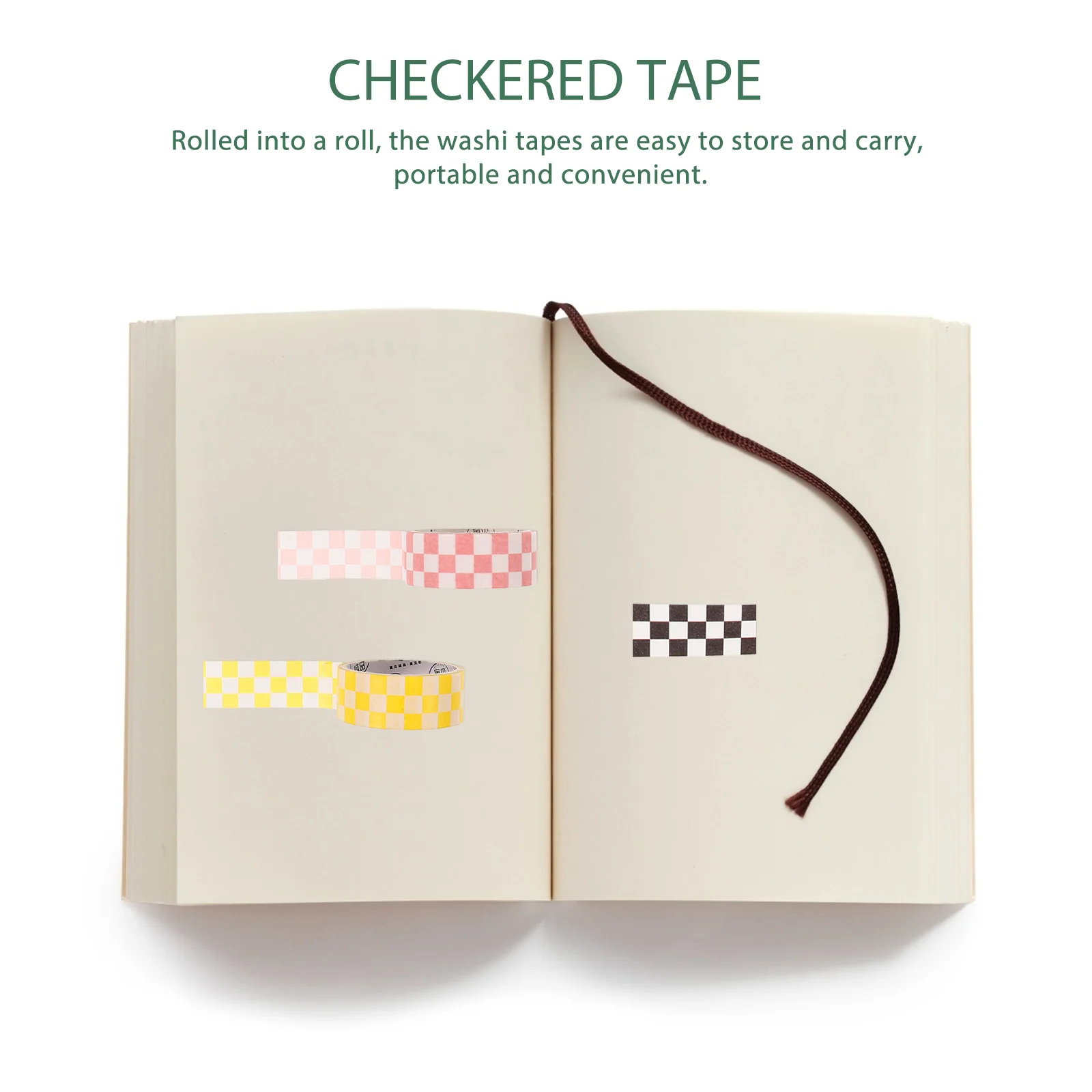 6 ม้วน Checkered Washi เทปสติกเกอร์สี DIY สมุดภาพเทปกระดาษเครื่องเขียน