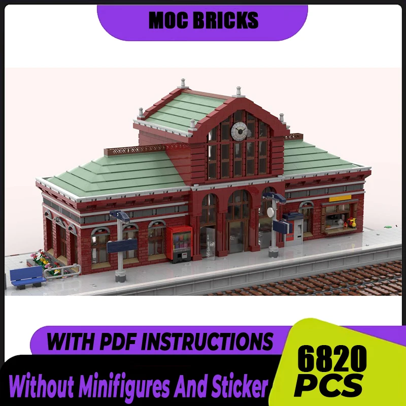 City Street View Moc Building Bricks Model Central Station Technology Modular Blocks Gift Christmas Toy DIY Assembly Holiday