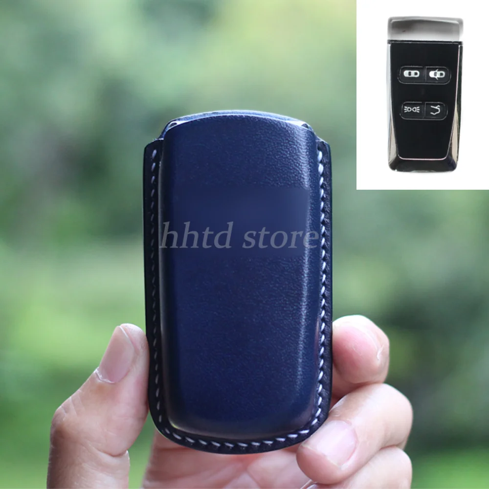 100% Handmade Leather Remote Start Smart Car Key Fob Case Cover Protector Holder Auto Accessories Keychain For Aston Martin DB9