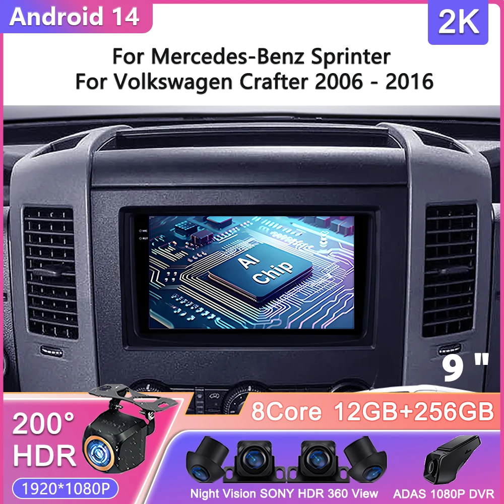 

Android 14 For Mercedes-Benz Sprinter For Volkswagen Crafter 2006 - 2016 Car Radio Multimedia Video Player Navigation stereo