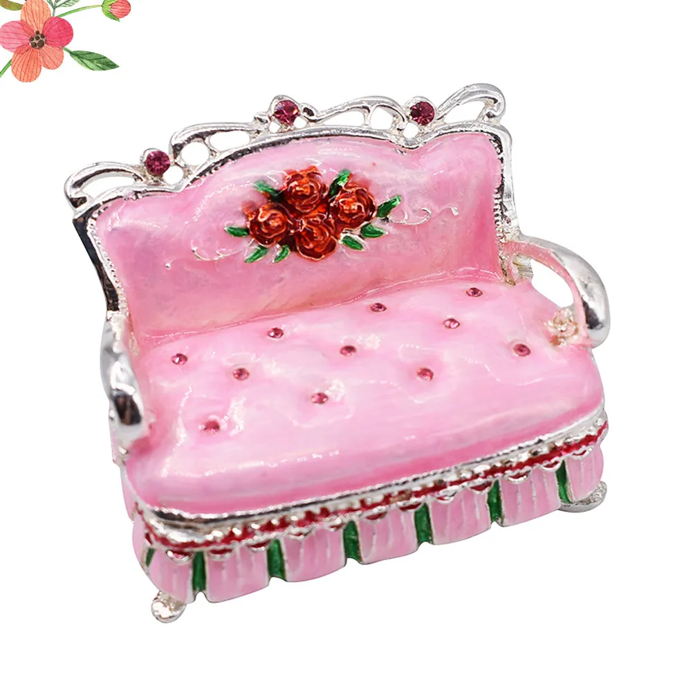 

1Pcs Premium Metal Sofa Shaped Jewelry Box Fine Workmanship Compact Jewelry Organizer for Earrings Rings Mini Items Home Office
