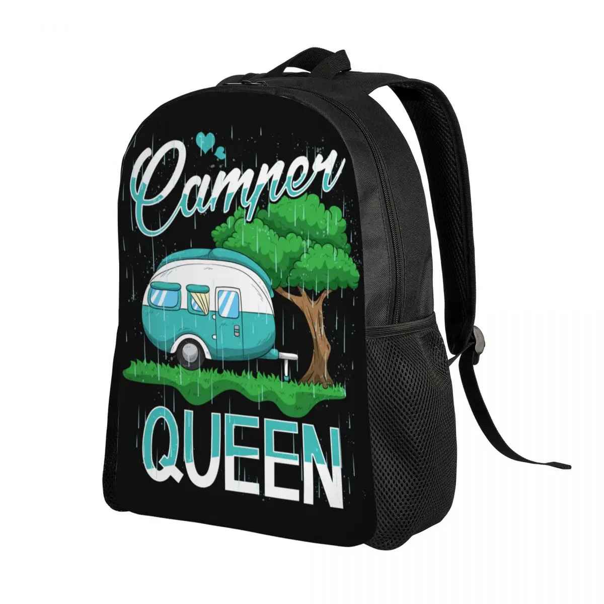 Custom Camper Queen Camping Backpacks Men Women Fashion Bookbag for School College Adventure Travel Car Bags