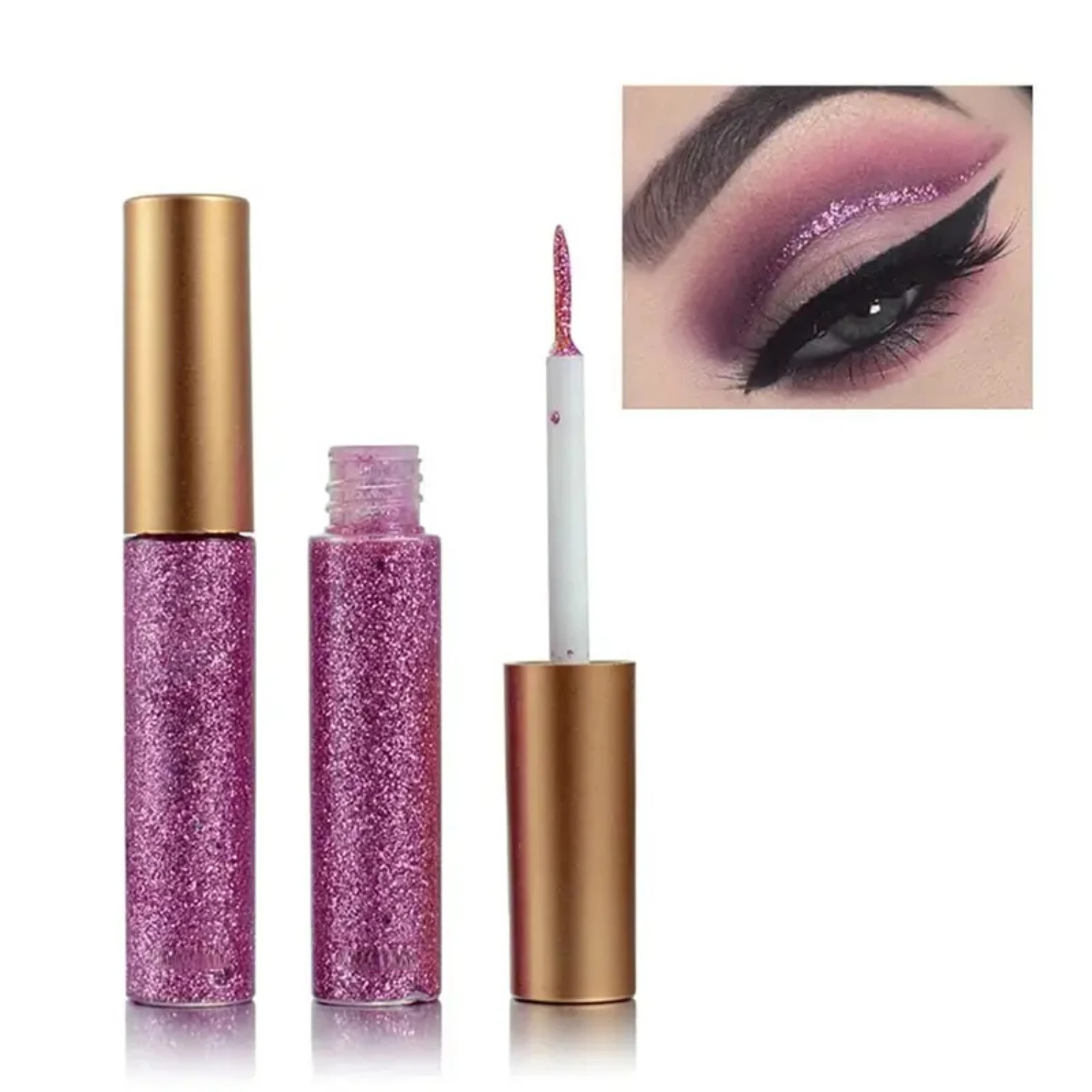 Bunter, perlmuttartiger, wasserfester Lidschatten mit mehrfarbigen Pailletten für einen lebendigen und schillernden Look. Sombras-Glitzer-Ougen