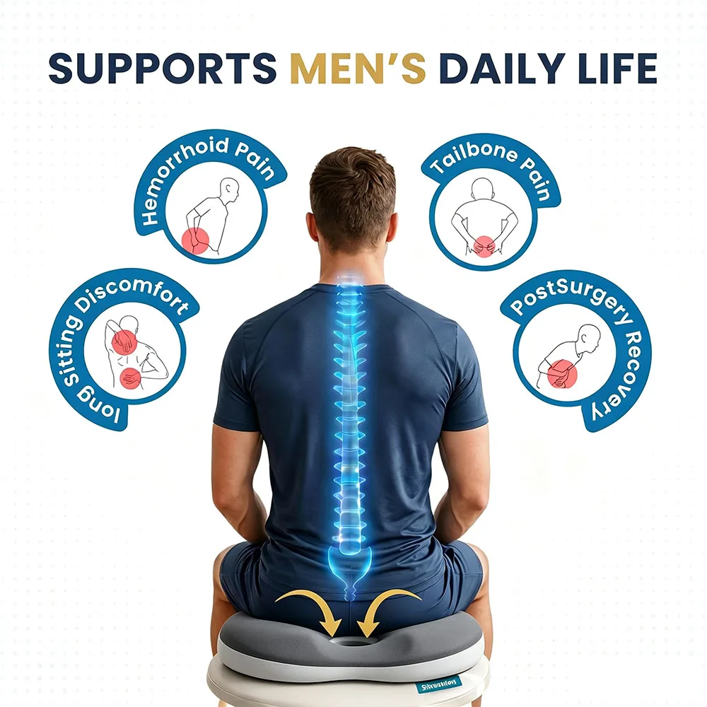 Pillow Seat Cushion for Tailbone Pain Hemorrhoid Pillow with Pressure Relief Hole Donut Seat Cushion for Office & Home