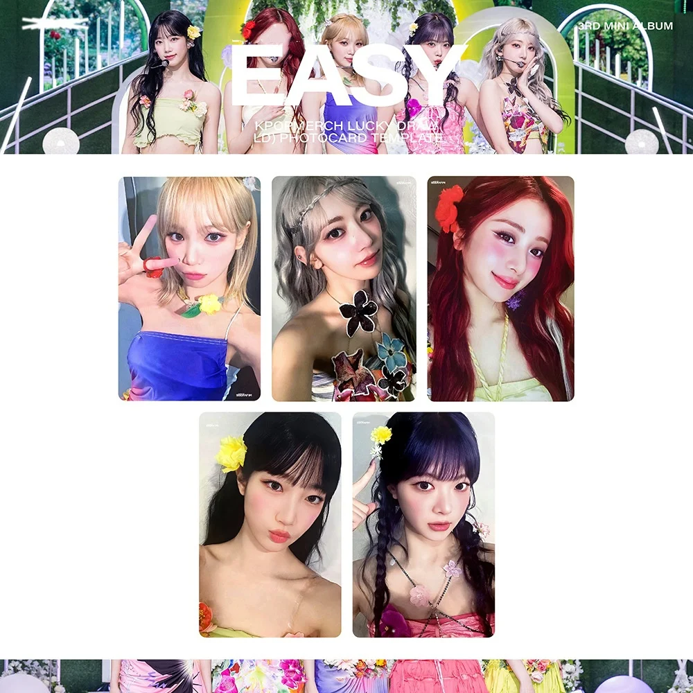

5 шт./компл. KPOP Chaewon Yunjin EASY 3rd мини-альбом специальные фотокарточки Eunchae Kazuha селфи ломо-карты фанаты коллекционные подарки