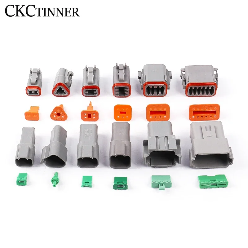 1 set DT06-2S Car Waterproof Connectors  Male and Female Butt Plug Terminal Harness Plug 2P 3P 4P 6P 8P 12P