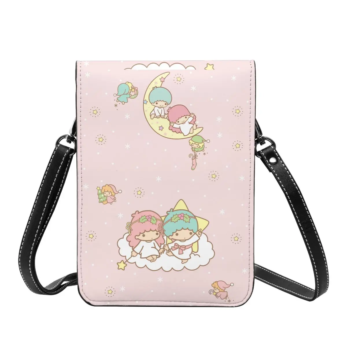 Cute Sanrio Bags Merch Little Twin Stars Cell Phone Purse Leather Card Holder Wallet Street Girl Crossbody Bag Durable