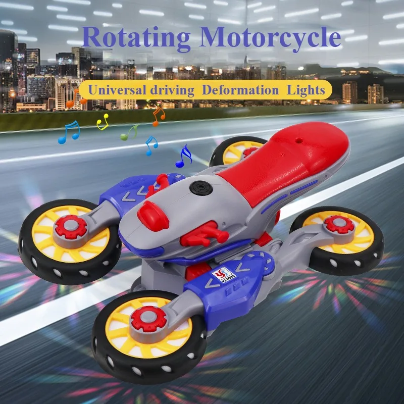 

Deformation Motorcycle Toy Stunt Rotating Universal Car Toy with Light & Music for Kids Toddler Variant Music Motorcycle Toy