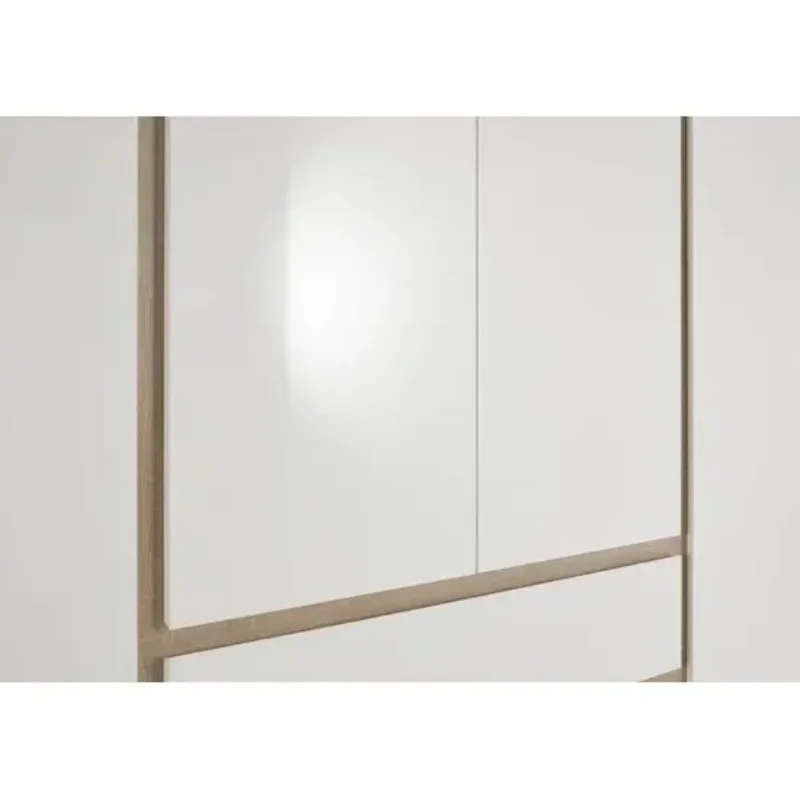 Armário de móveis eficiente e de alta qualidade com 6 portas de carvalho e guarda-roupa branco brilhante com 2 gavetas para quarto