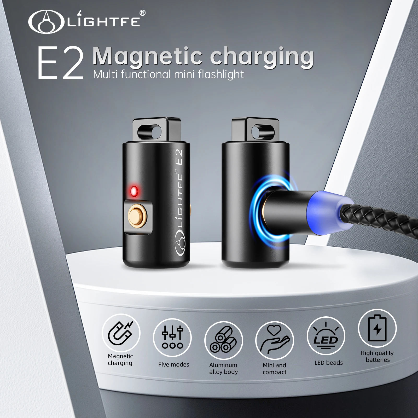 MINI Magnetic ชาร์จไฟฉาย Strong Light กันน้ําอลูมิเนียมอัลลอยด์แบบพกพา Camping กลางแจ้ง MINI LIGHT
