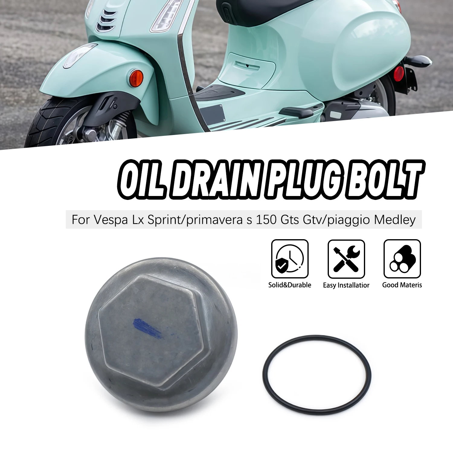 High Quality Engine Oil Drain Plug Bolt Screw Rubber Ring For Vespa LX Sprint Primavera s 150 Gts Gtv piaggio Medley