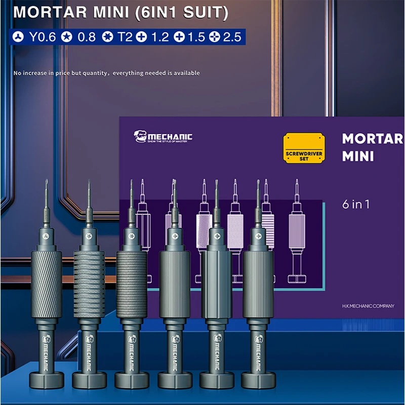 Mechanic IShell MAX 6in1 Screwdriver T2 Y0.6 Pentalobe 0.8mm Torx T2 Y0.6 for IPhone Samsung Phone Repair Disassembly Tool Set