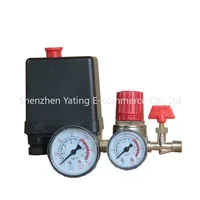 New Normally Closed 4 Holes Compressor Pressure Switch Control Valve Gauges Air Pressure Switch Manifold Regulator 90-120PSI,