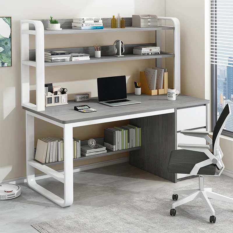 Computer desk, desk, bookshelf, integrated desk, household simple bedroom, economical office desk