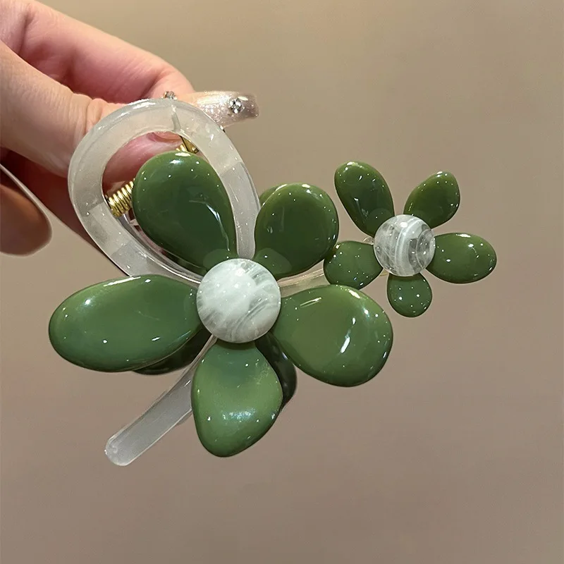 Korean Woman Temperament Two Flowers Plastic Hair Claw Barrettes Lady Fashion Hair Clips Hairpins Girl Versatile Hair Accessorie