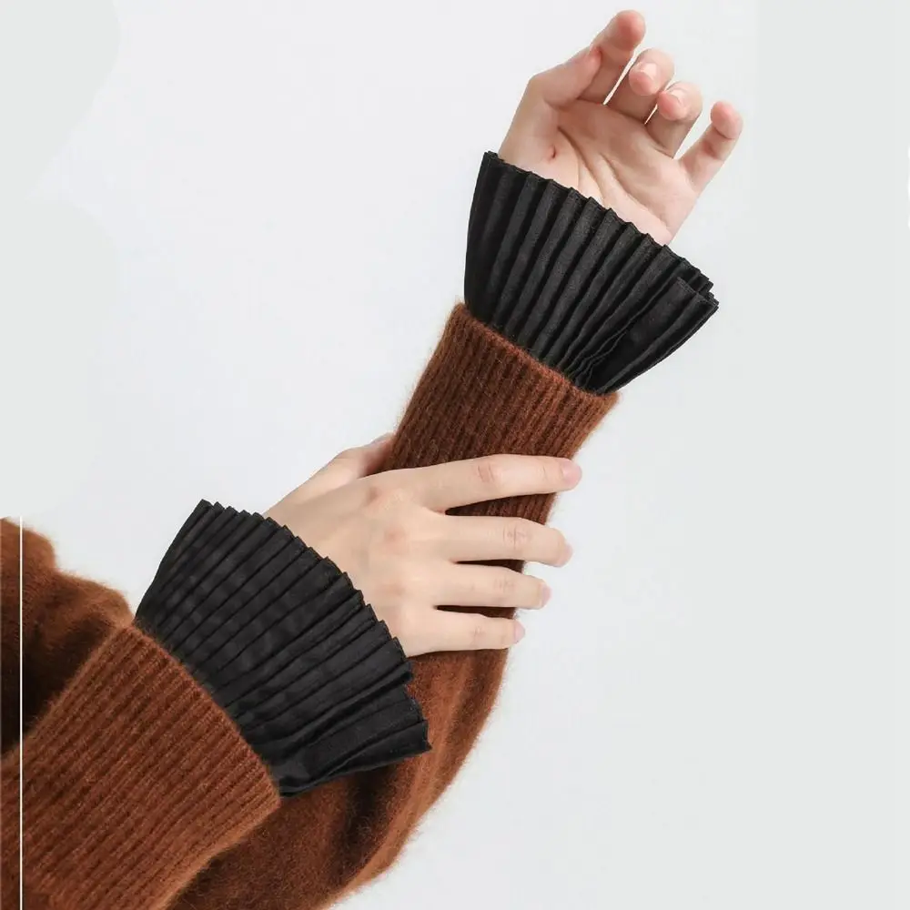 New Pleated Detachable Cuffs Sweet Shirt Pleated Flare Sleeve Women False Cuffs Decorative Fake Sleeve Sweater Decorative Cuffs