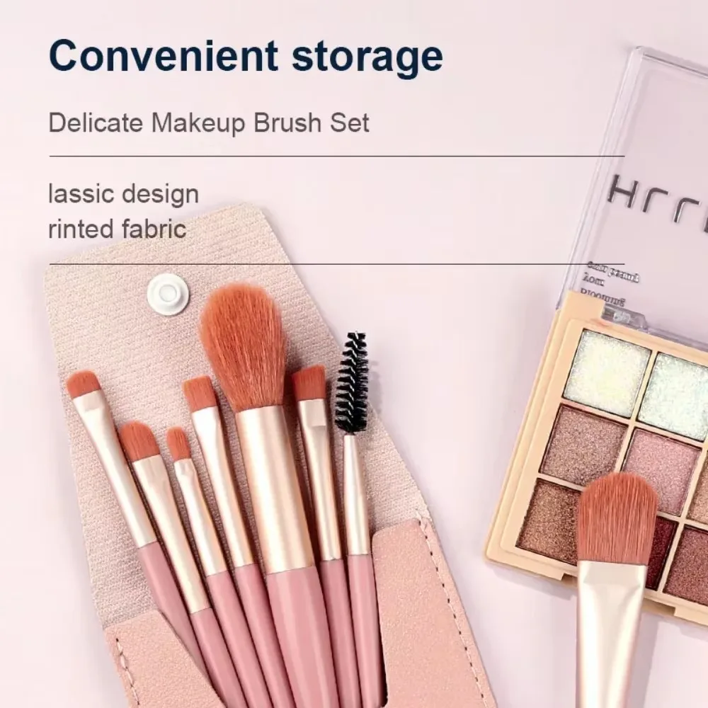 NEW 8Pcs Travel Makeup Brush Set Eyeshadow Foundation Brush Portable Blusher Blending Concealer Cosmetic Brushes Make Up Tool