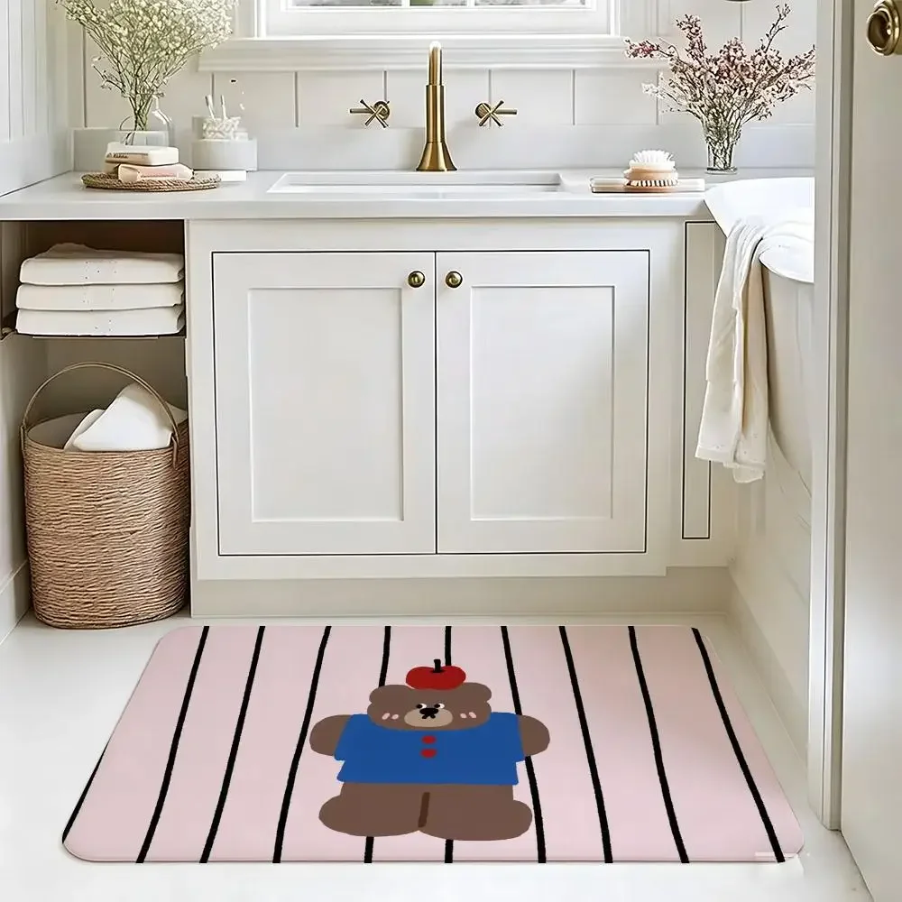 Cartoon Korean Minimalist Style Floor Mat carpet diatom mud bathroom quick-drying absorbent floor mat household bathroom
