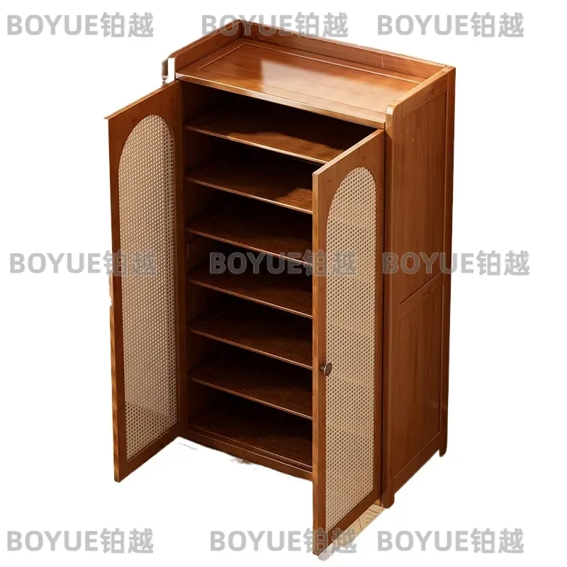 Large Capacity Double Door Shoe Cabinet Multi Layer Dustproof Storage Rack Organizer for Entryway Hallway Closet Space Saving