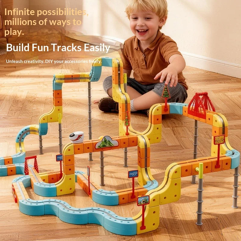 

Electric Magnetic Rail Car DIY Assemble Cube Track Set Educational Toy For Boys Kids With Magnetic Suspension Vertical Running