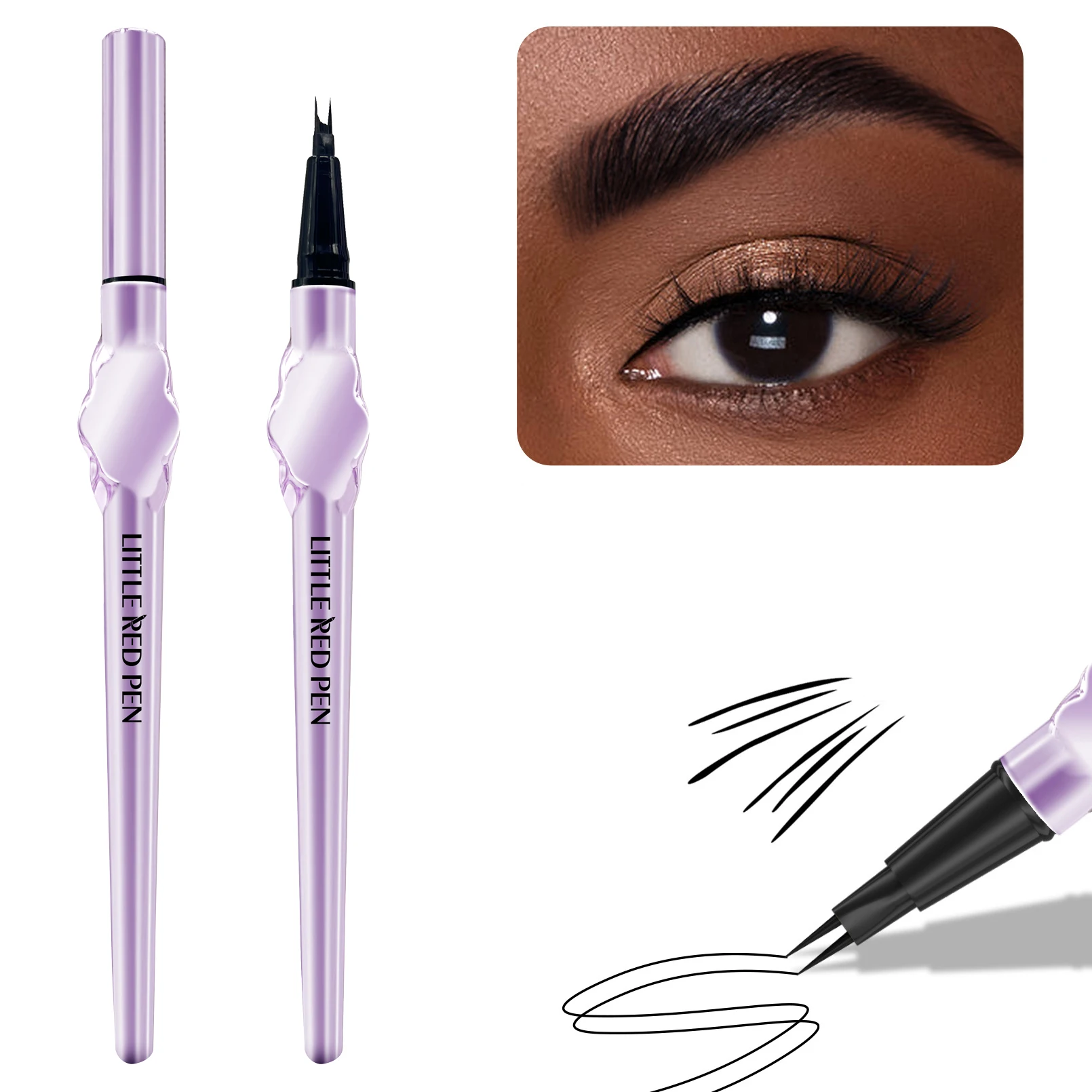 2 Prongs Wild Eyebrow Pen Liquid Brow Pencil Waterproof Smudge-Proof Micro Hair Stroke Eyebrow Pen Cosmetics for Women