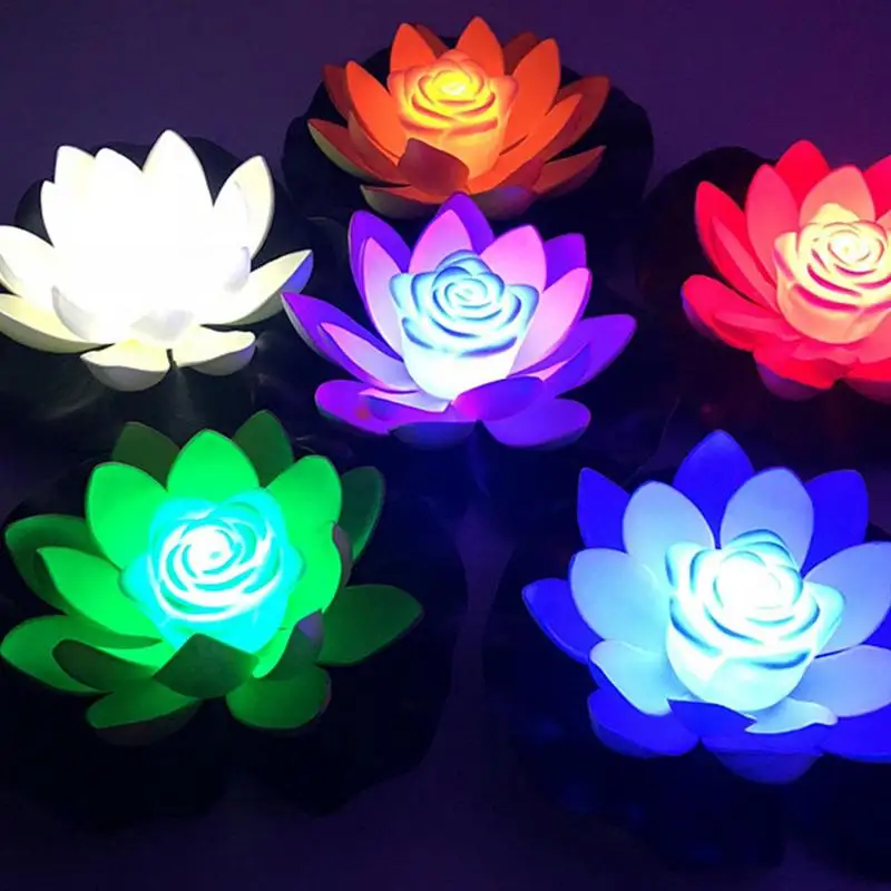 Lotus Floating Pool Lights Swimming Pool Lamp Waterproof Night Lights Battery Operated Lanterns Pond Decoration Accessories