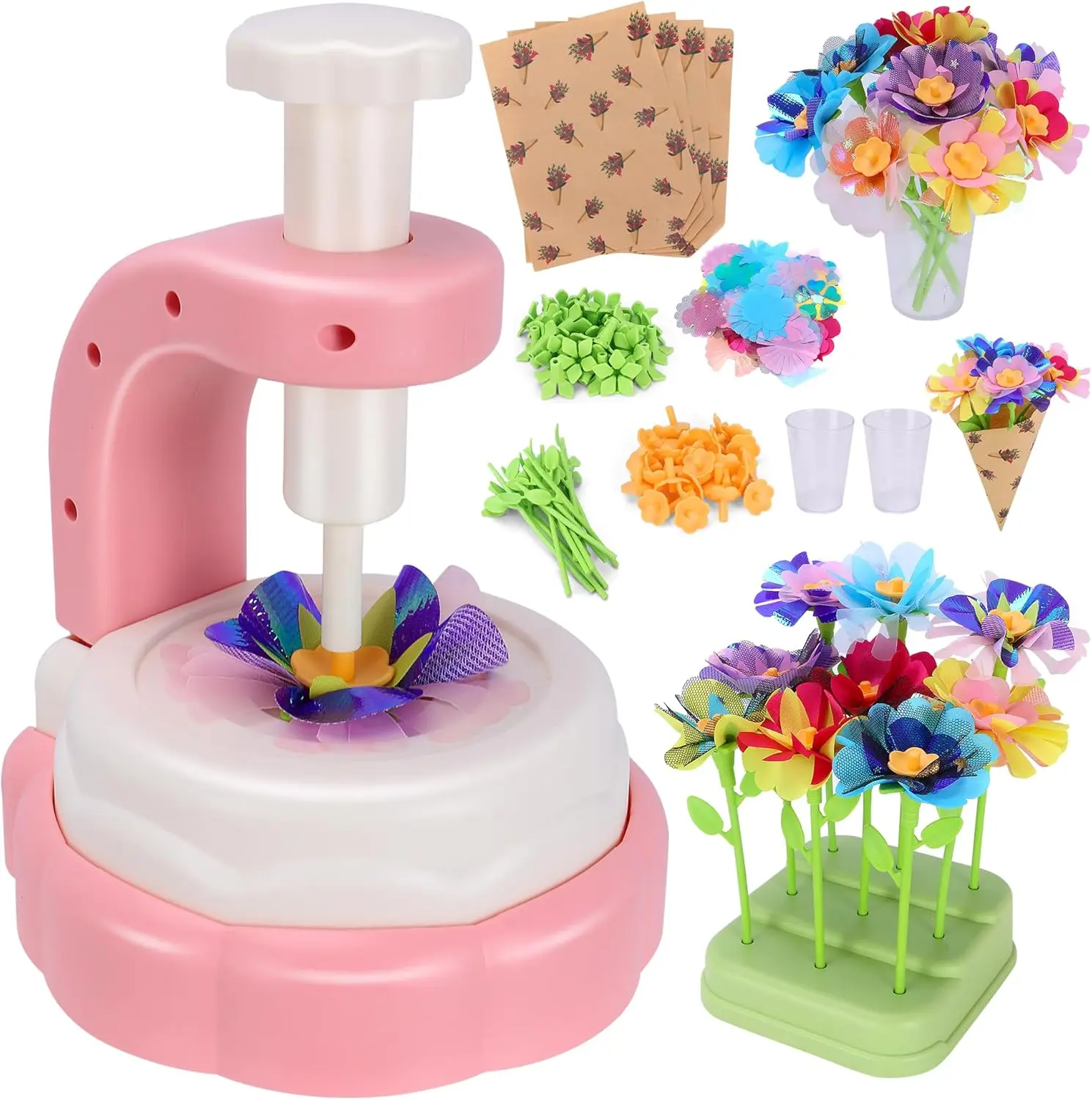 Mazzi di fiori in tessuto Giocattoli, kit artigianali artistici creativi fai-da-te Giocattoli per ragazze di 4 5 6 7 8 anni, arti e mestieri educativi Giocattolo per bambini Birt