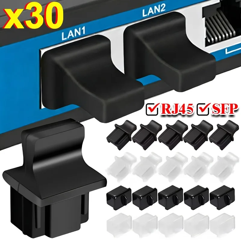 

10-30Pcs Anti-Dust Cap SFP+ Port Protector Fiber Optic Dust Caps Silicone Protector for Switch Network Cards Router Converters