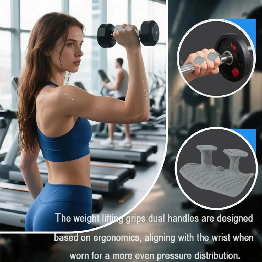 1 Pair Silicone Palm Protection Pad Anti-Slip Double-Sided Fitness Dumbbell Grips Ergonomic Design Anti-Cocoon Pull-Up Grips