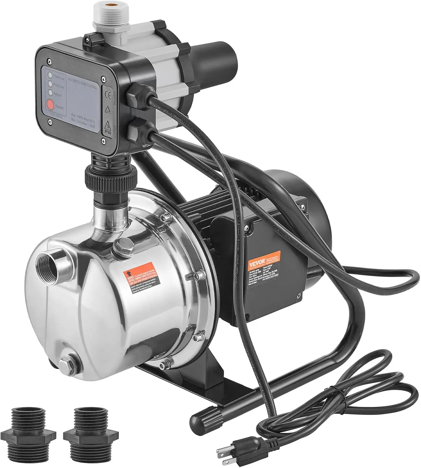 1HP Shallow Well Pump Portable, 1380 GPH Garden Jet Pump with Automatic Controller, 145 ft Head Stainless Steel Sprinkler Booste