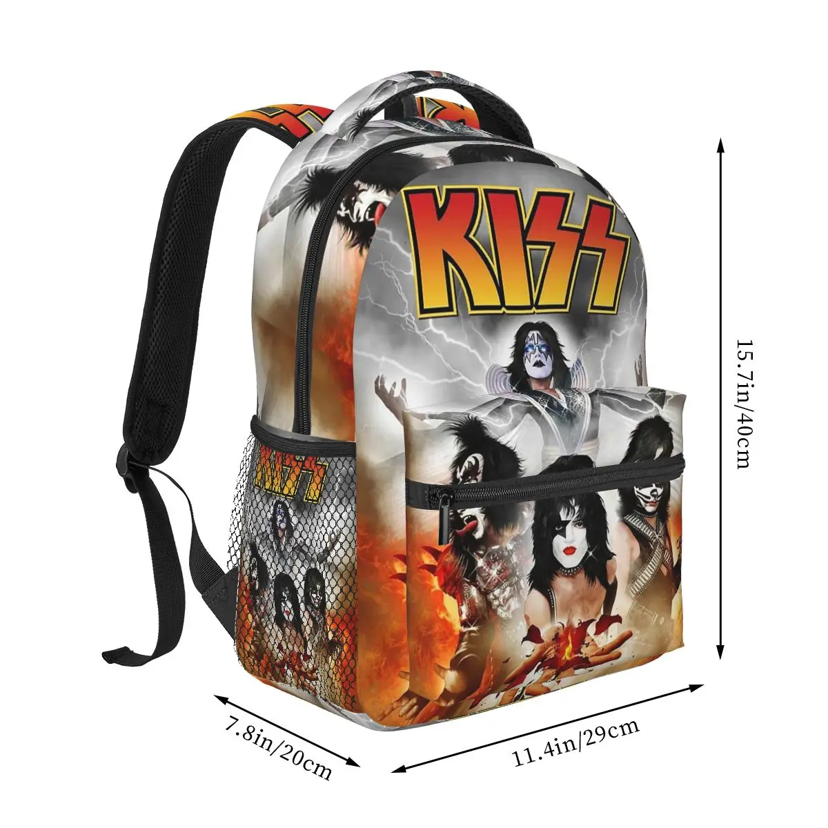 Band Kiss Hot In The Shade World Tour Concert 90S Backpacks Boys Girls Bookbag Students School Bag Cartoon Rucksack Shoulder Bag