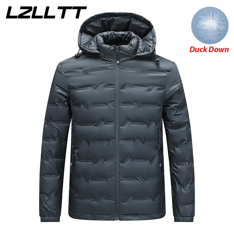 

Зимняя мужская теплая куртка на утином пуху, мужская ветрозащитная съемная шапка, пуховик, мужское легкое пальто, повседневная мужская куртка высокого качества