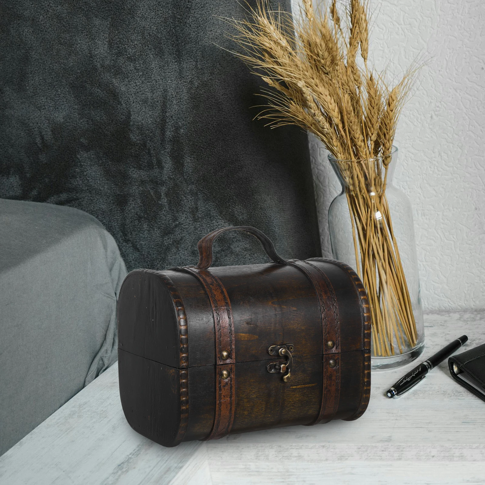

Wood Jewelry Boxes Vintage Storage Organizer Case Retro Trinket Container Decorative Keepsake Chest Small Earring Bracelet Ring