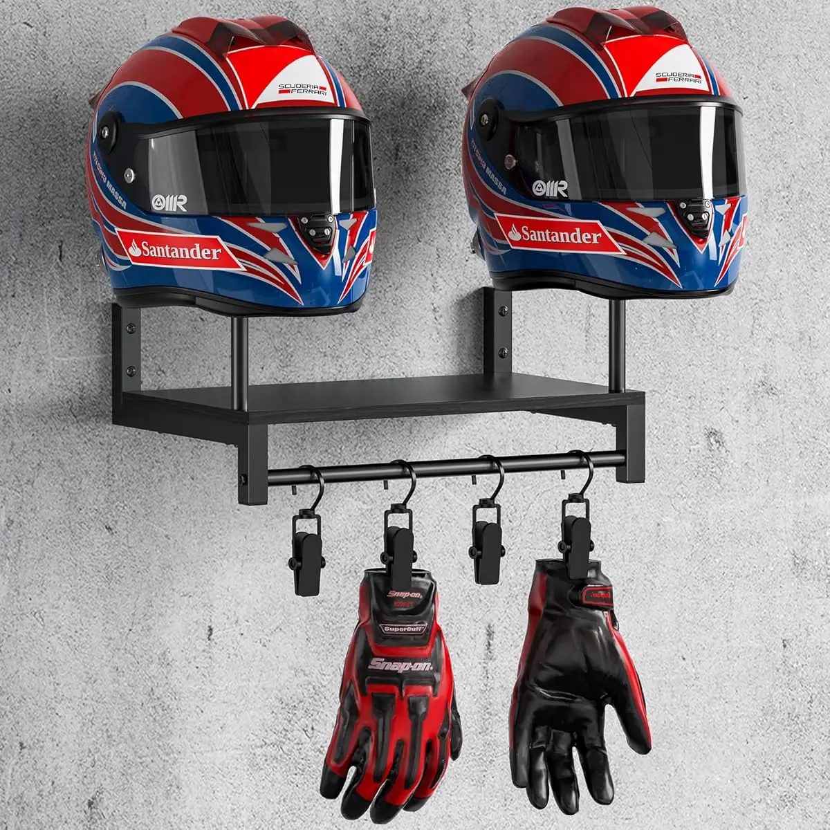 Soporte de pared de madera para casco de motocicleta, organizador multifuncional de equipo de bicicleta para decoración de garaje y dormitorio
