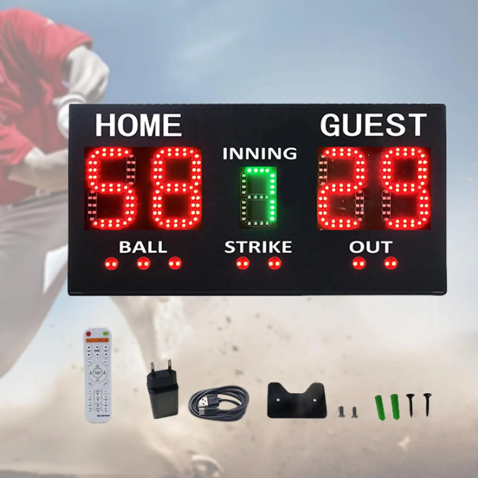 

Portable Baseball Scoreboard Accessories LED Score Board Equipment Score Keeper for Games Training Practice Competition Outdoor