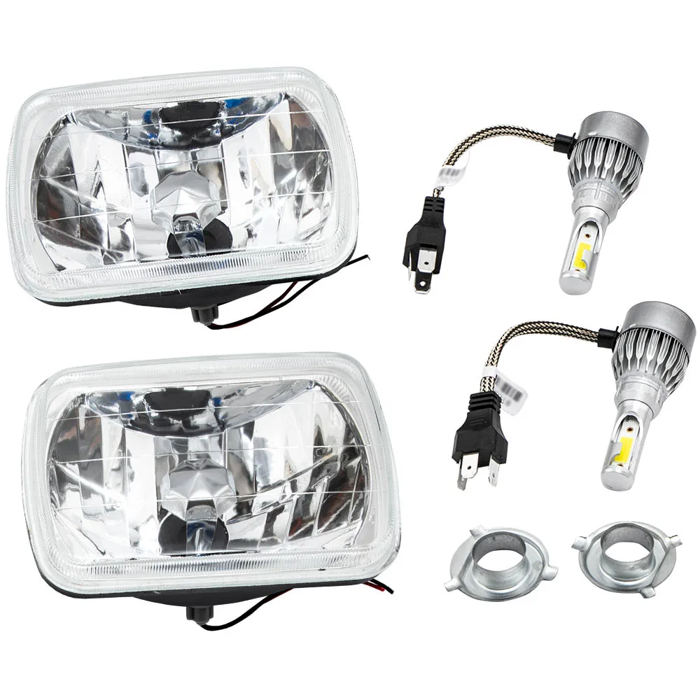 

7x6 inch Sealed H4 LED Headlights Diamond Cut for Jeep Wrangler 2-Door 2.5L 4.0L