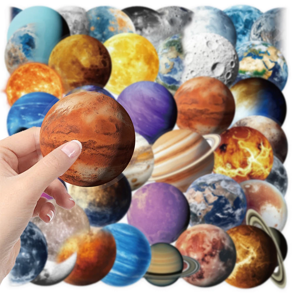 10/30/50pcs Universe Planet Moon Earth Stickers Cartoon Kids Sticker Toy DIY Scrapbook Phone Stationery Funny Decals Decoration