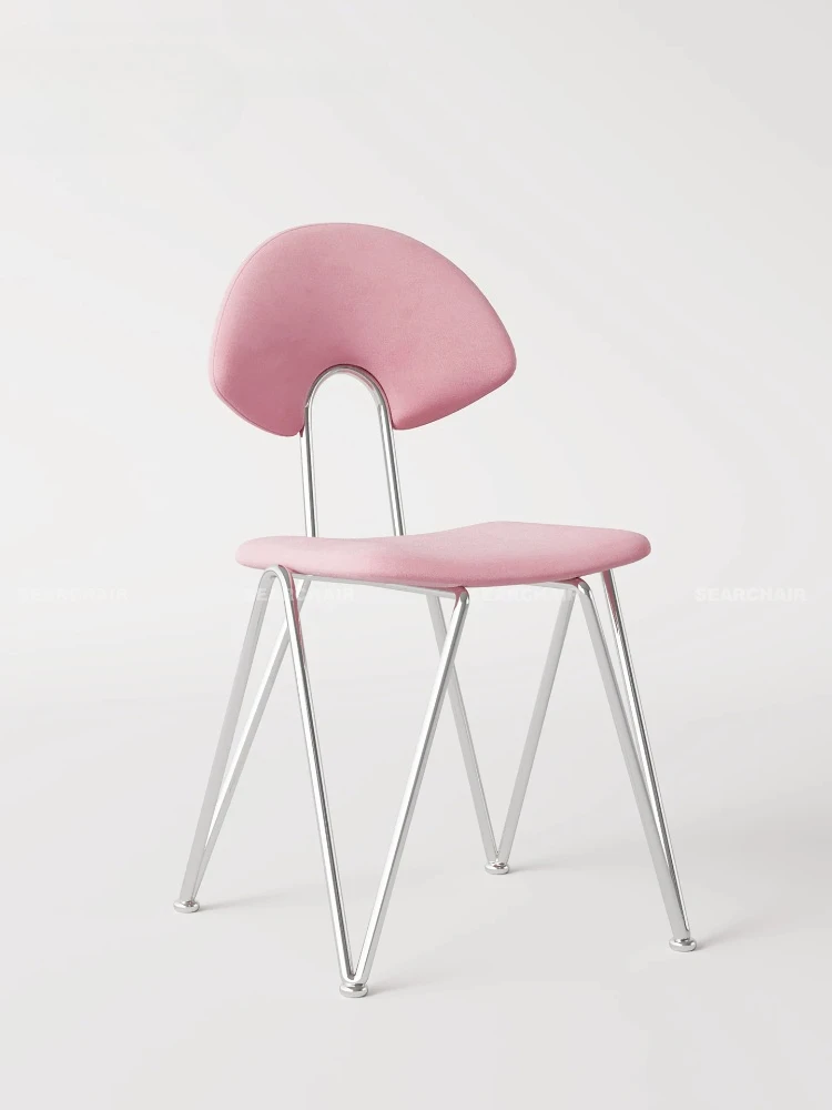 Nordic Vintage Dining Chair Bedroom Vanity Chair Pink Desk Chair