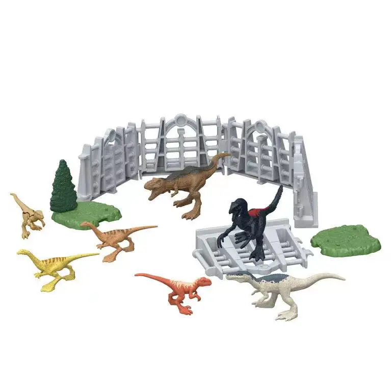 Original Mattel Jurassic World Dinosaur Action Figure Dominion MINIS Anime on-the-go Dinosaur Danger Set Educational Toy for Boy