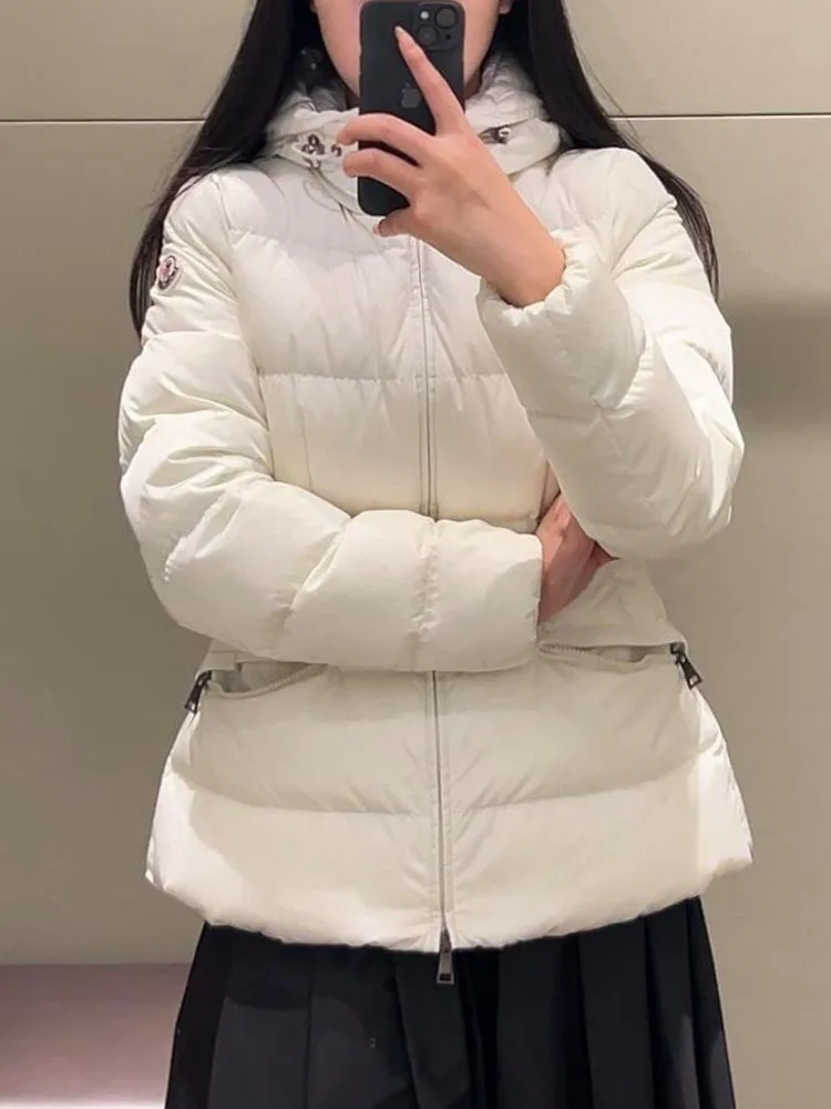 Ele White Puffer Jaet Cappotto invernale Faion Thiened da donna Coreano Sle Pendolarismo Taglio dritto Design a vita alta