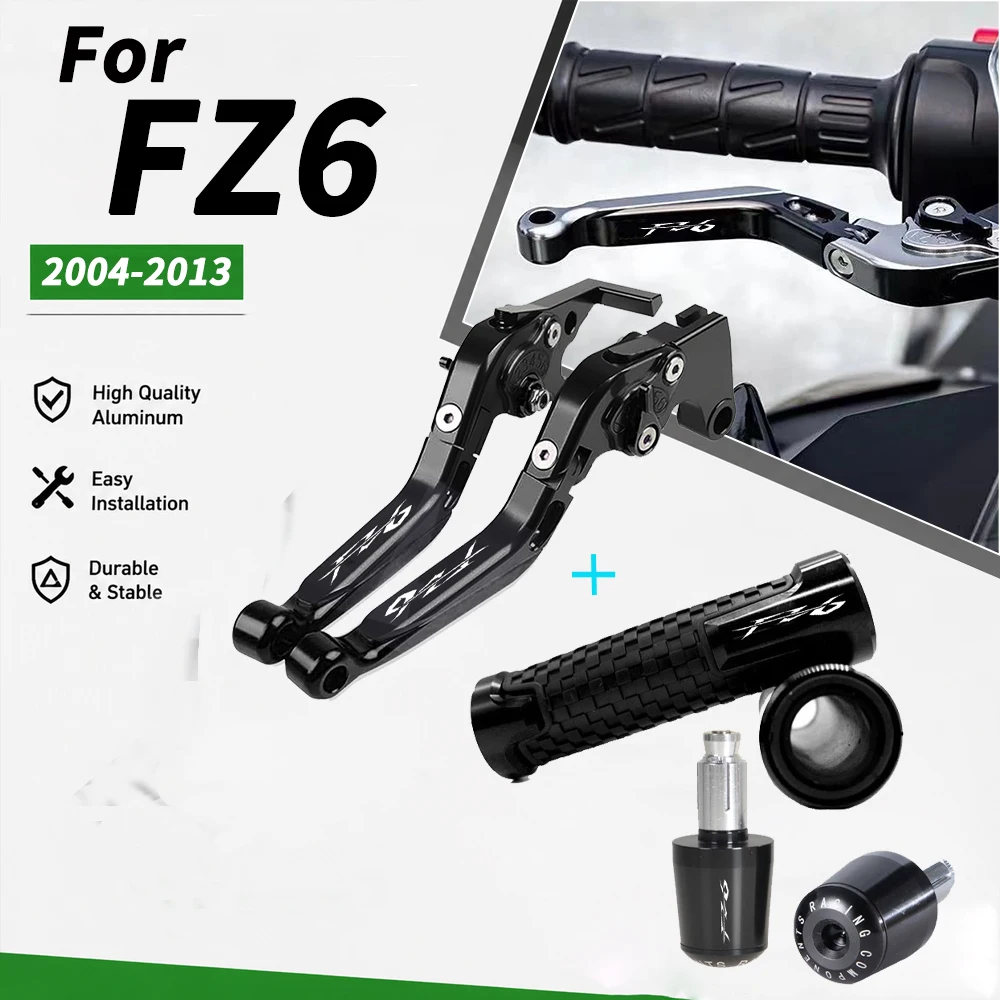 For FZ6 2004 2005 2006 2007 2008 2009 2010 2011 2012 2013 Motorcycle Adjustable Brake Clutch Levers Handlebar Hand Grips Ends