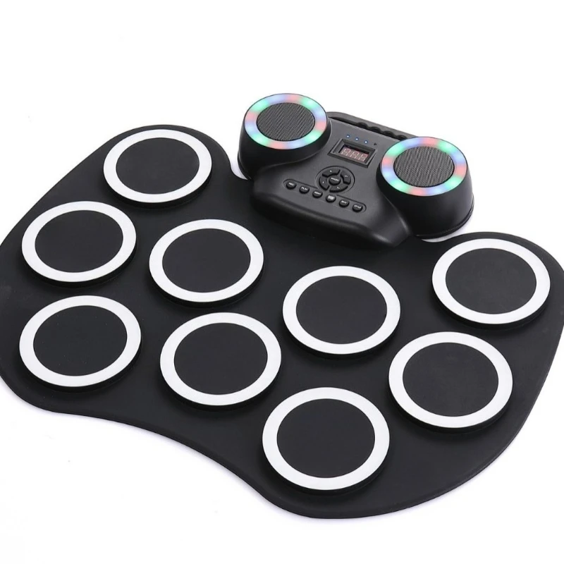 

Portable electronic drum, hand roll electronic drum, flashing Bluetooth drums set, built-in lithium battery, with speaker