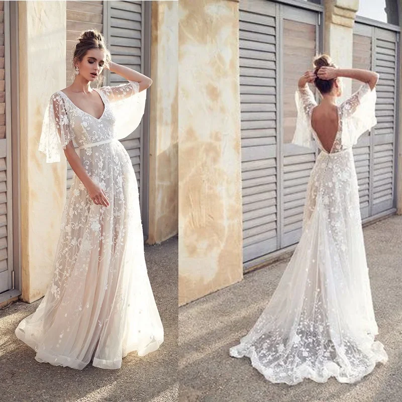 

2023 Spring/Summer New Elegant and Slim Temperament Mesh Long Dress Sexy Lace V-Neck Backless Banquet Evening Dress for Women