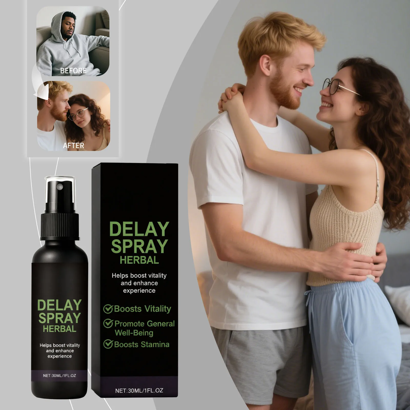 رذاذ تأخير الأعشاب للذكور رفيق طويل الأمد للأجزاء الخاصة رذاذ رعاية خاصة للبالغين 30 مل #1