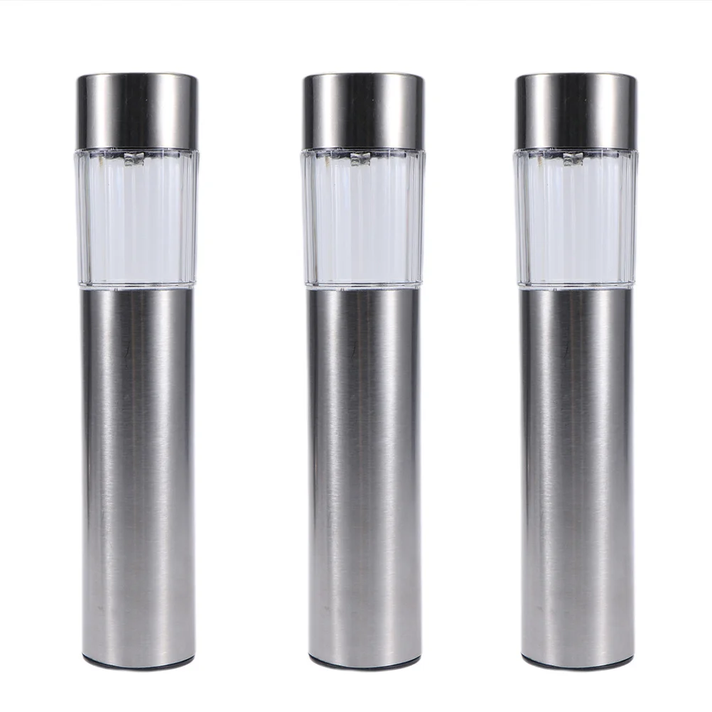 Solar Lawn Lights Stainless Steel Outdoor Cylindrical Lamp Automatic Charging Garden Pathway Lighting For Yard Patio Deck