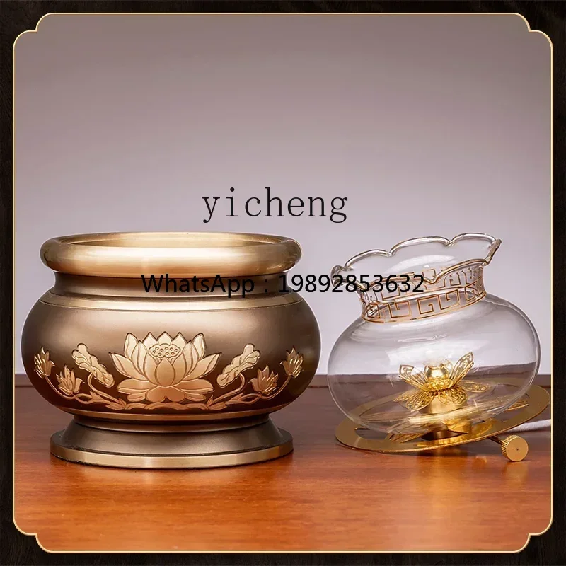 BJ  pure copper Guanyin Bodhisattva butter lamp, everbright lamp, lotus Buddha